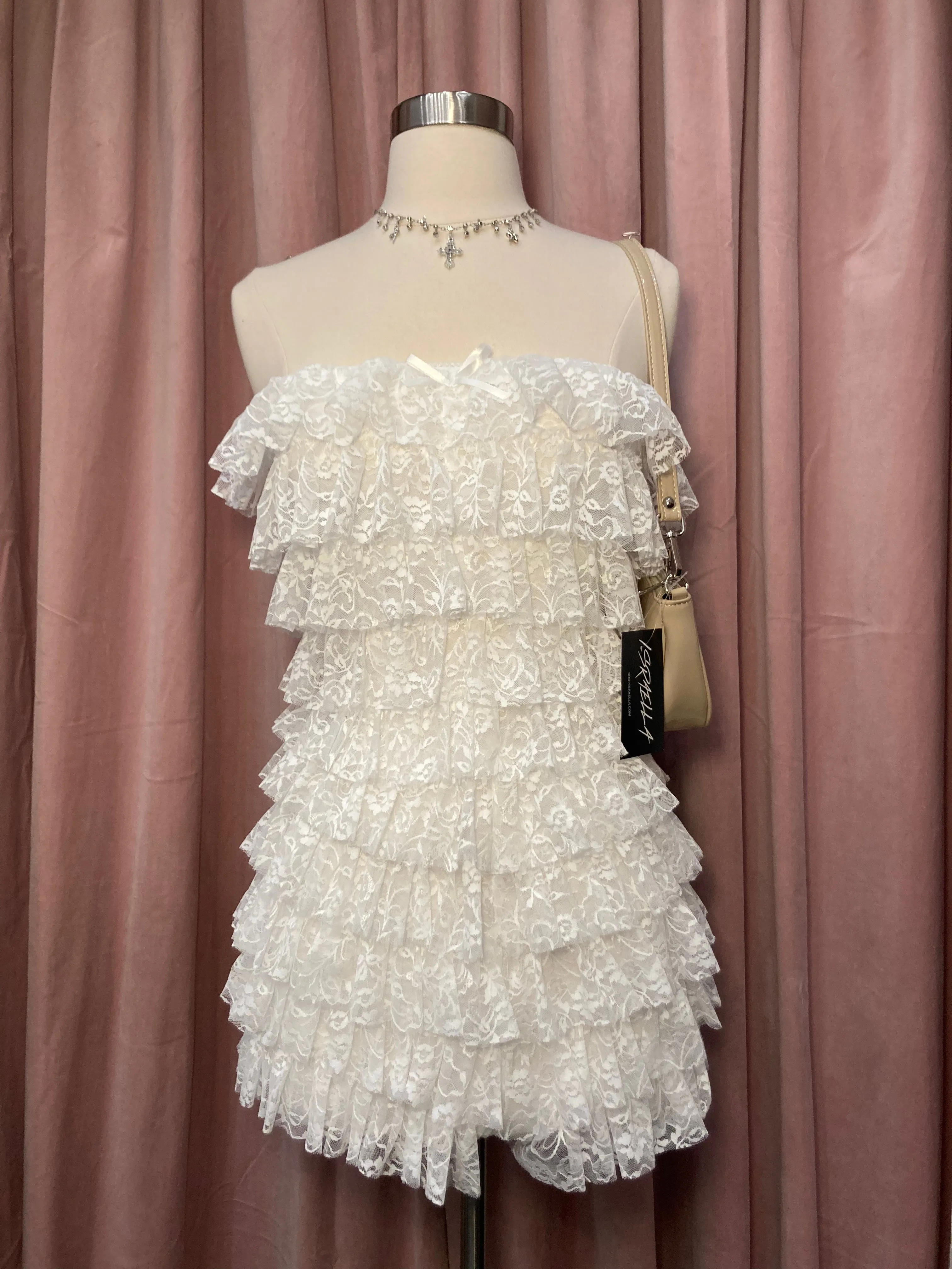 Anaya Lace Tube Romper (White)