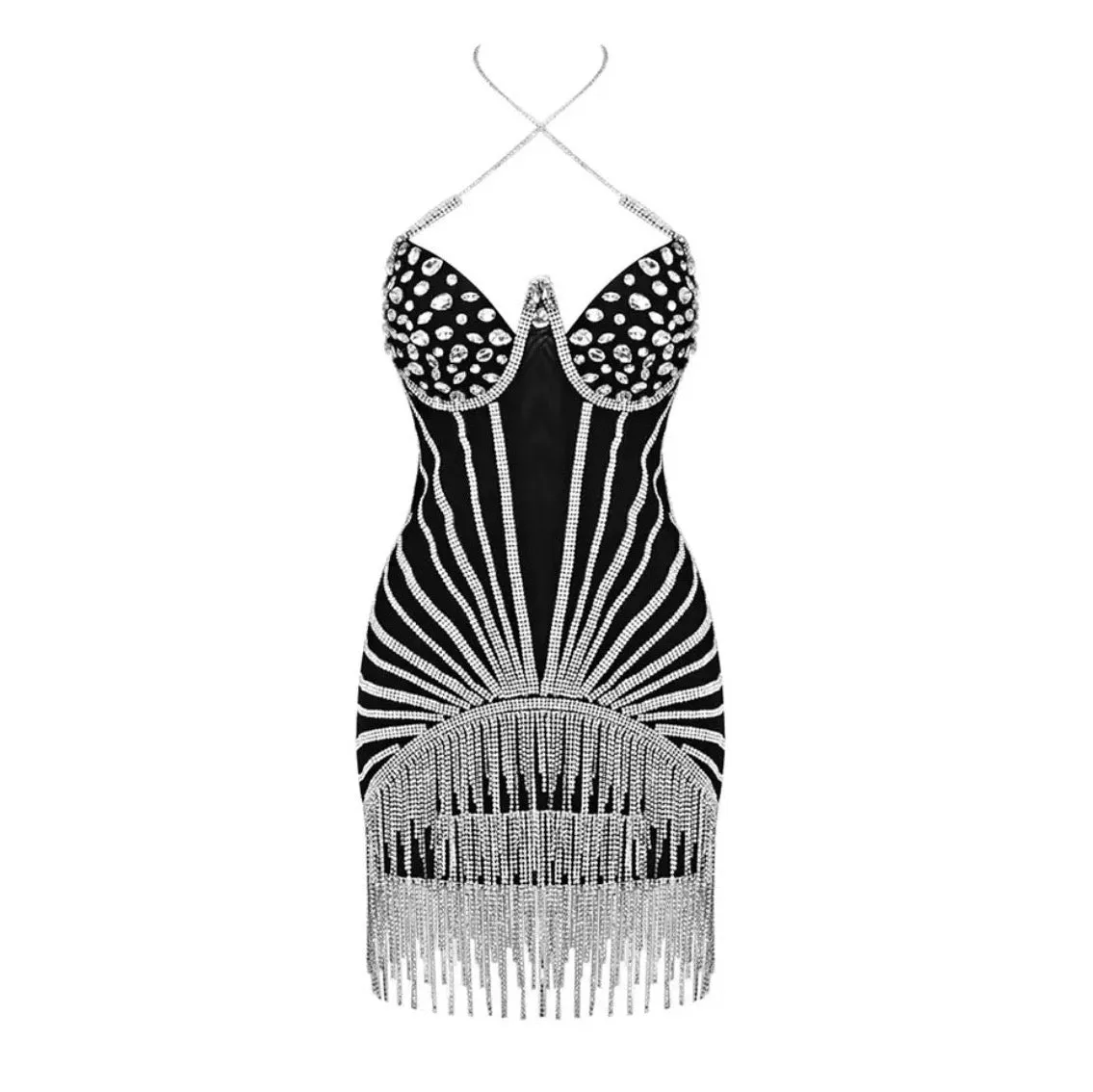 Beading Crystal Mini Bodycon Dress