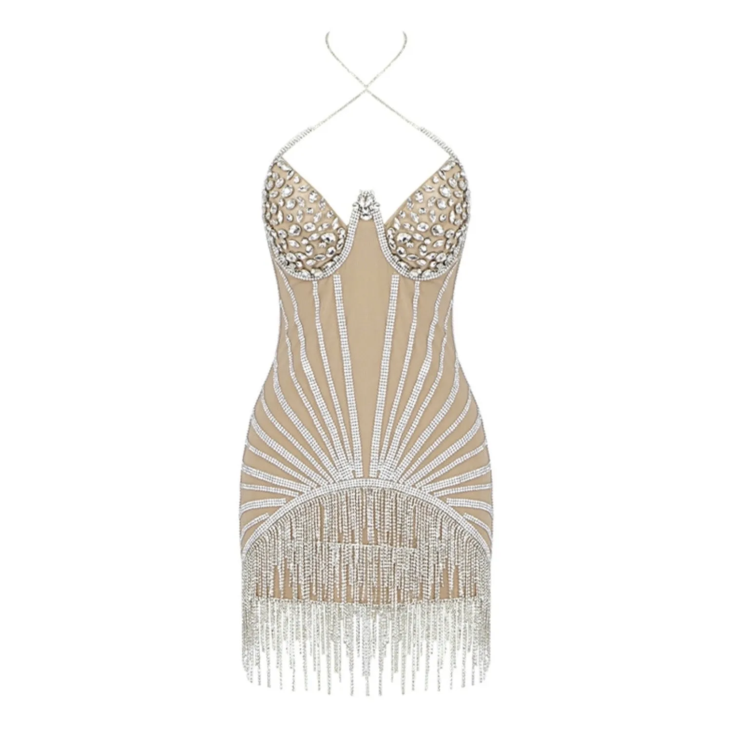 Beading Crystal Mini Bodycon Dress
