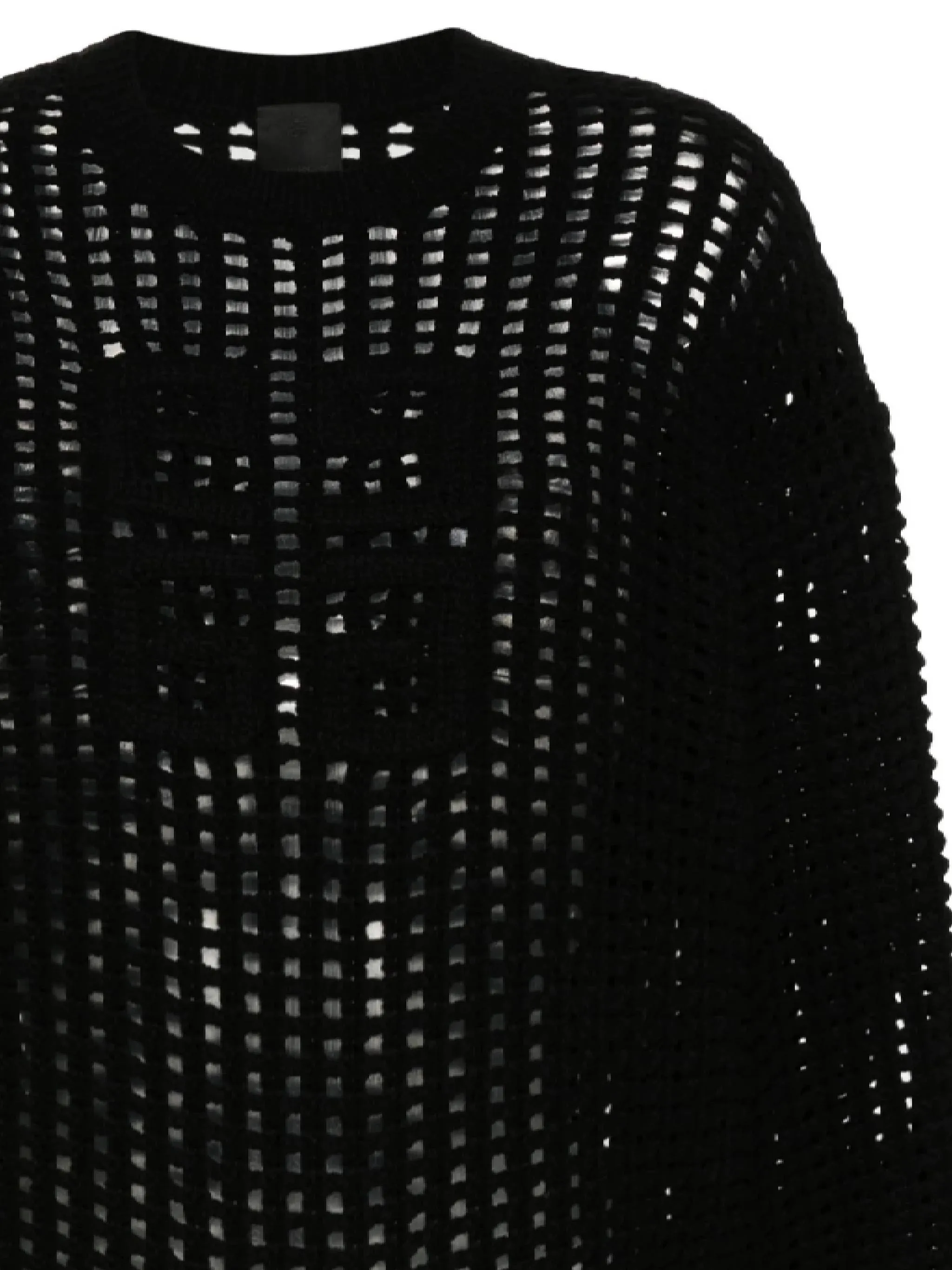 Black Wool and Cashmere Open Knit Sweater