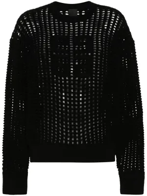 Black Wool and Cashmere Open Knit Sweater