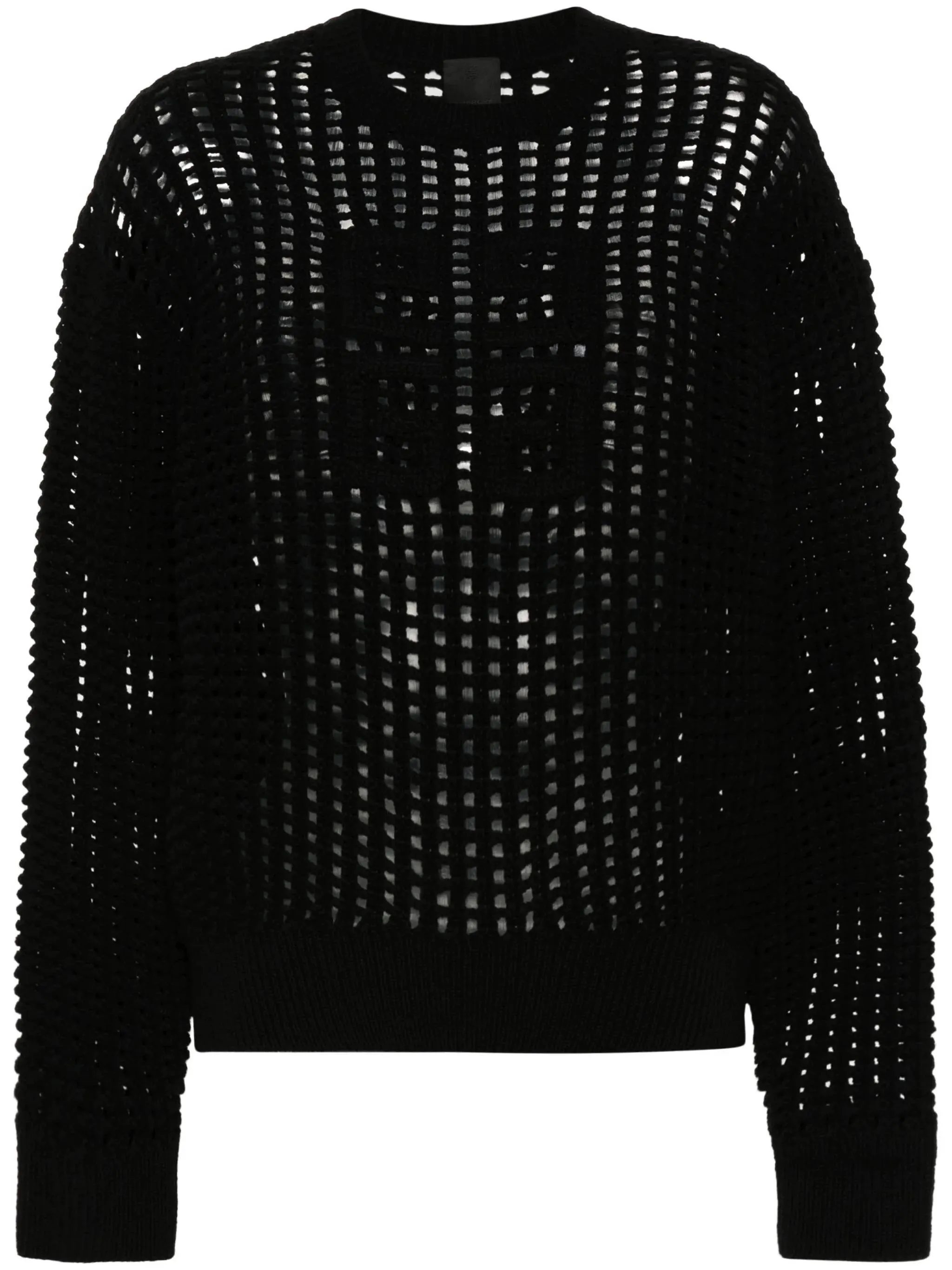 Black Wool and Cashmere Open Knit Sweater