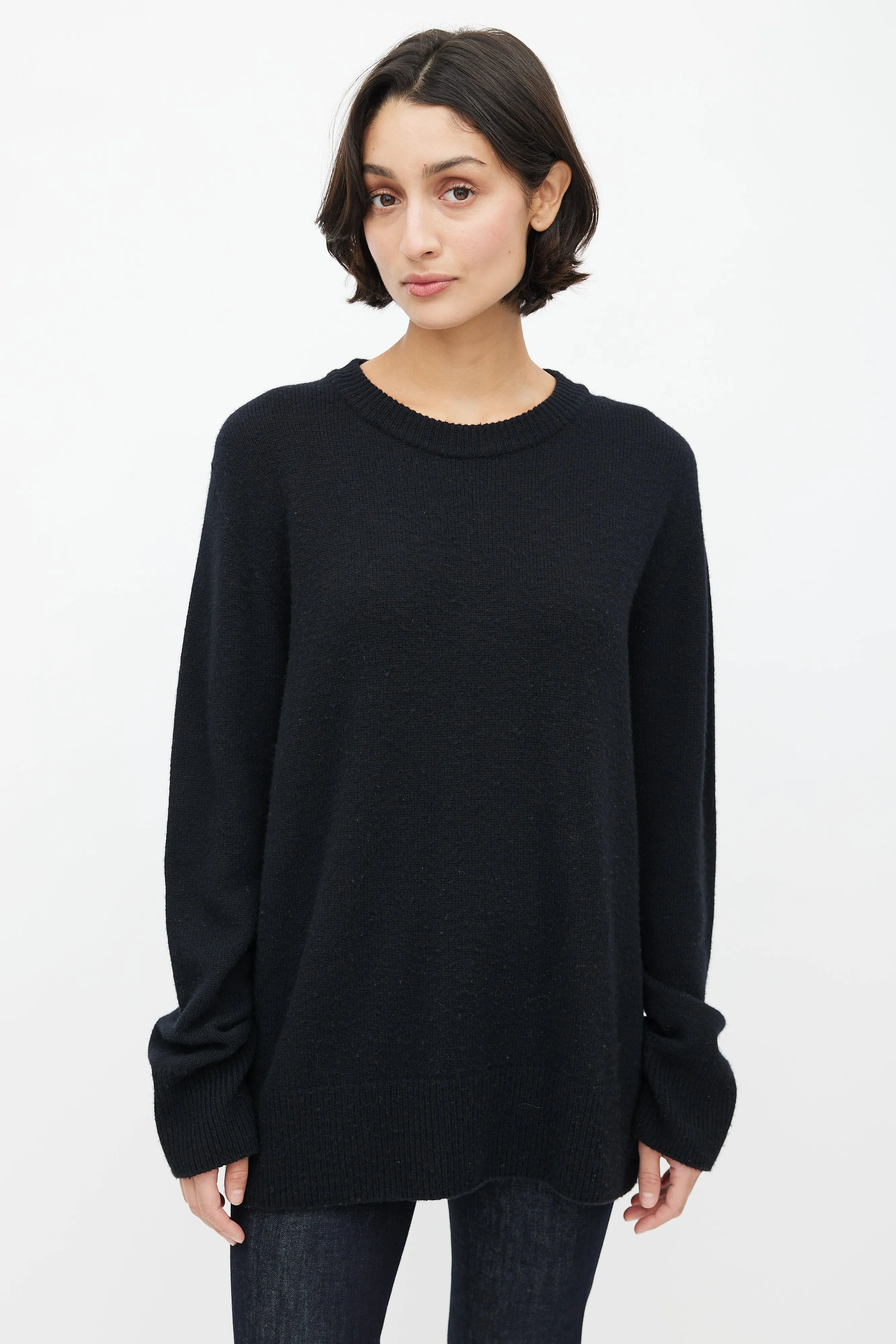 Black Wool Knit Sweater