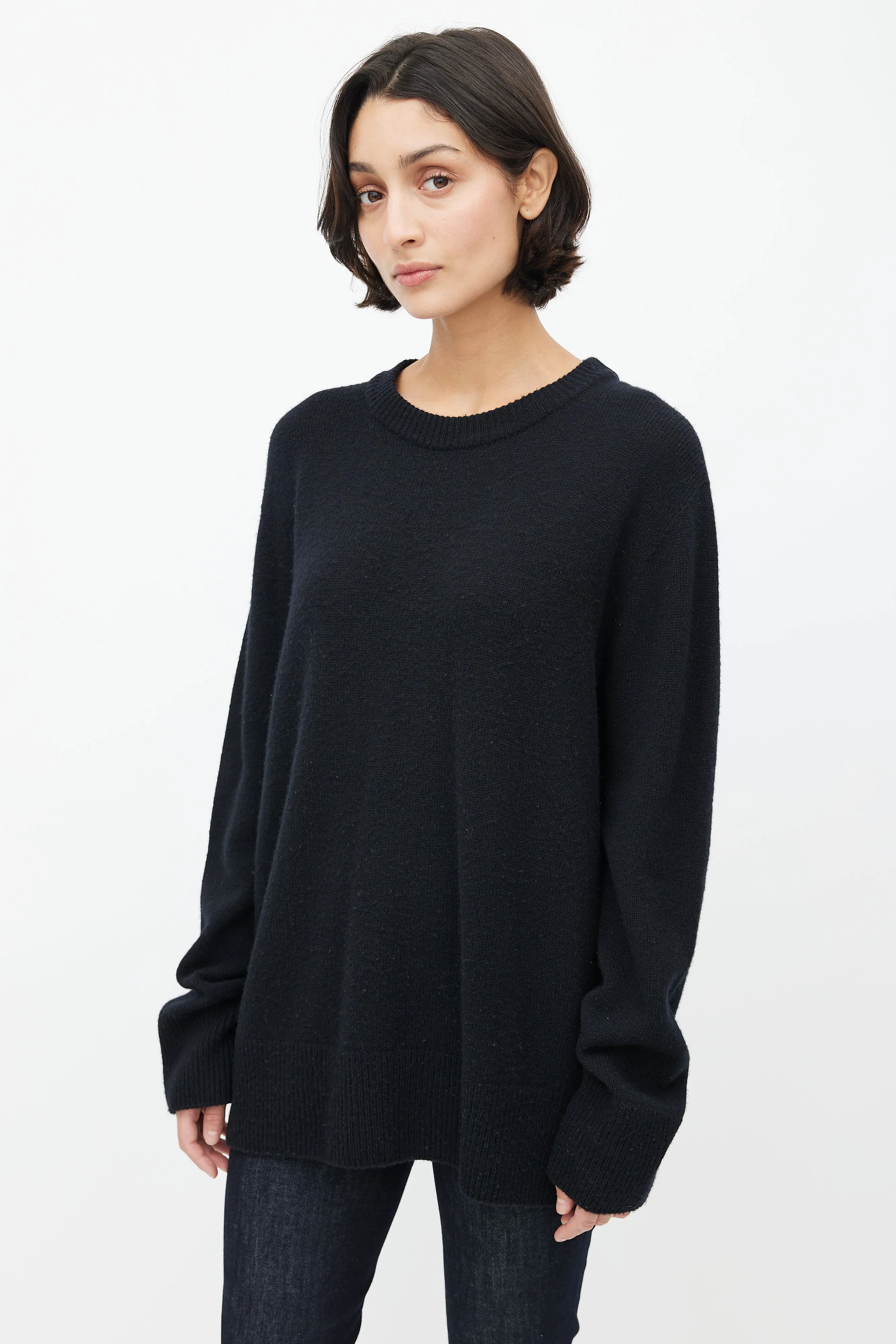 Black Wool Knit Sweater