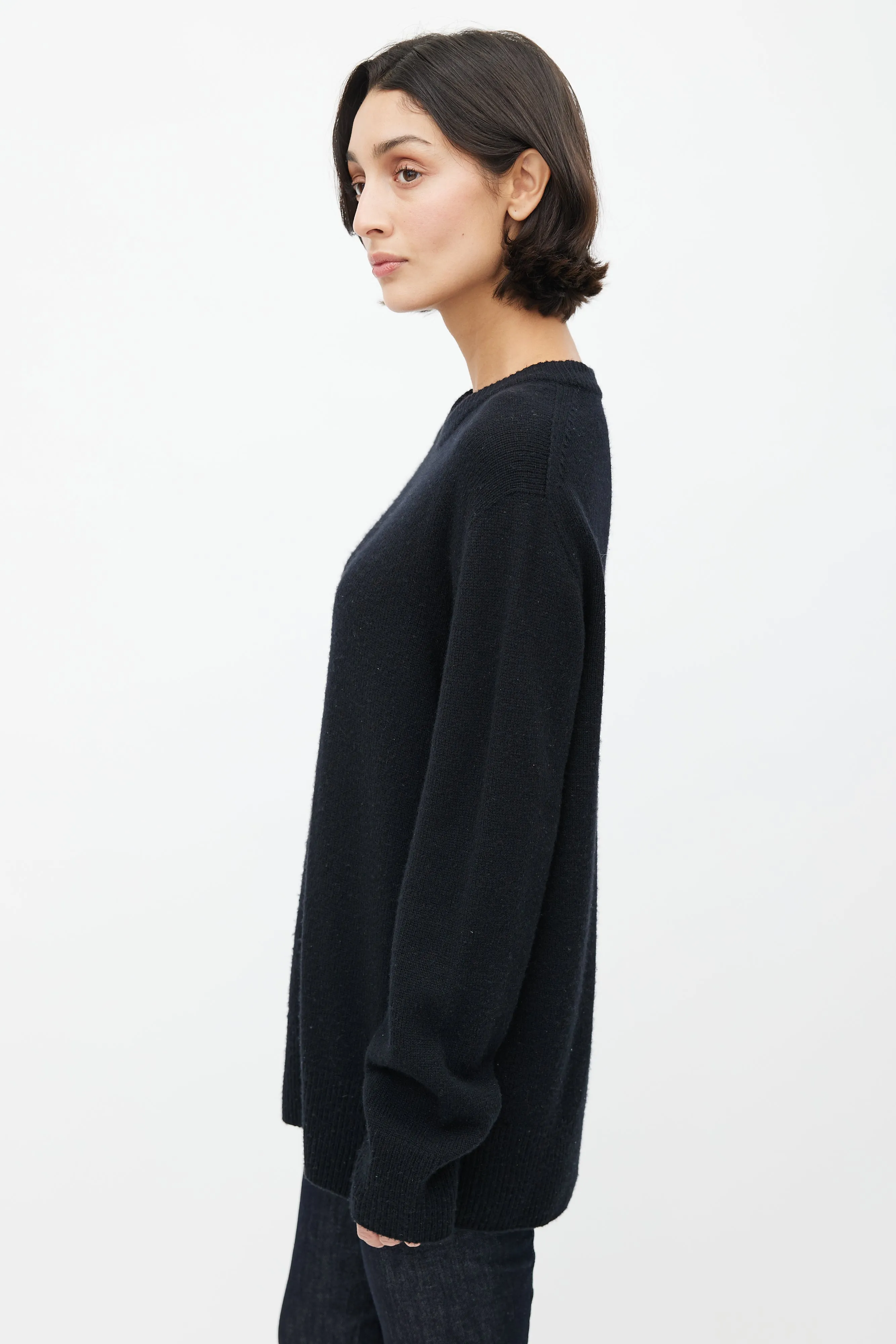 Black Wool Knit Sweater