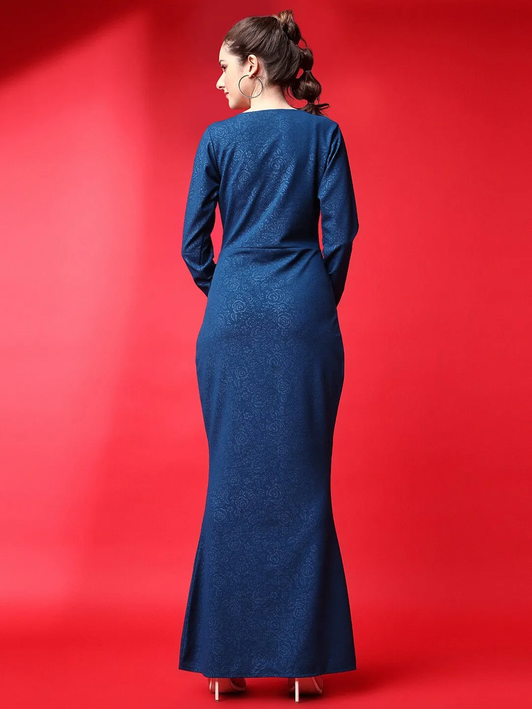 Blue Blossom Sheath Maxi Dress