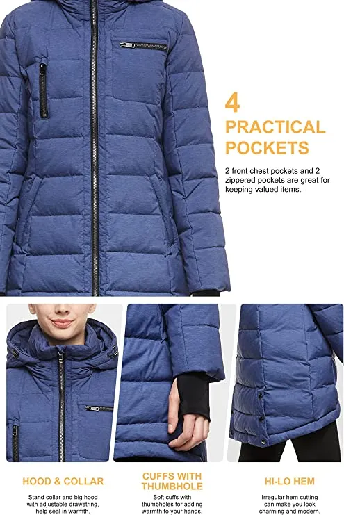 Capers Ladies Hooded Down Jacket Mid-Length Outwear Coat - Orolay
