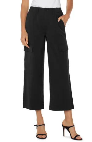 CARGO CROP STRAIGHT BLACK PANT