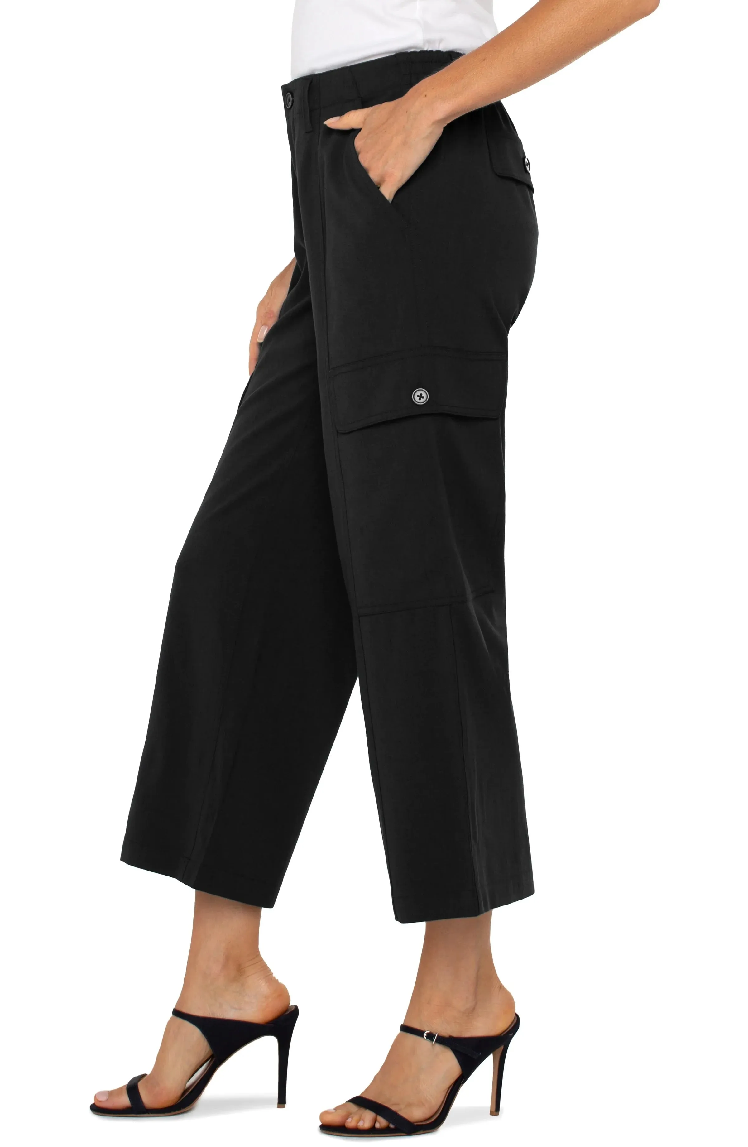 CARGO CROP STRAIGHT BLACK PANT