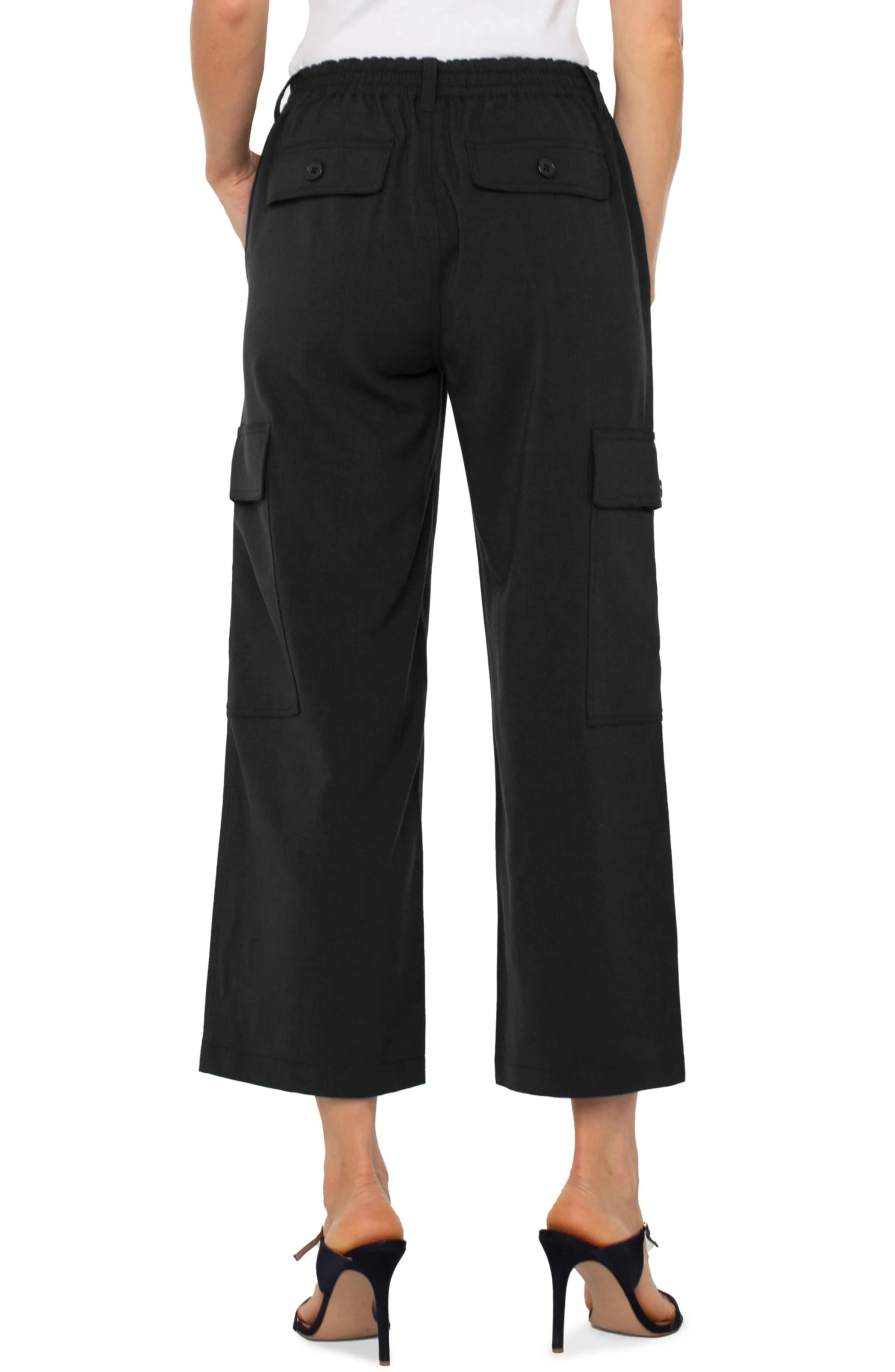 CARGO CROP STRAIGHT BLACK PANT