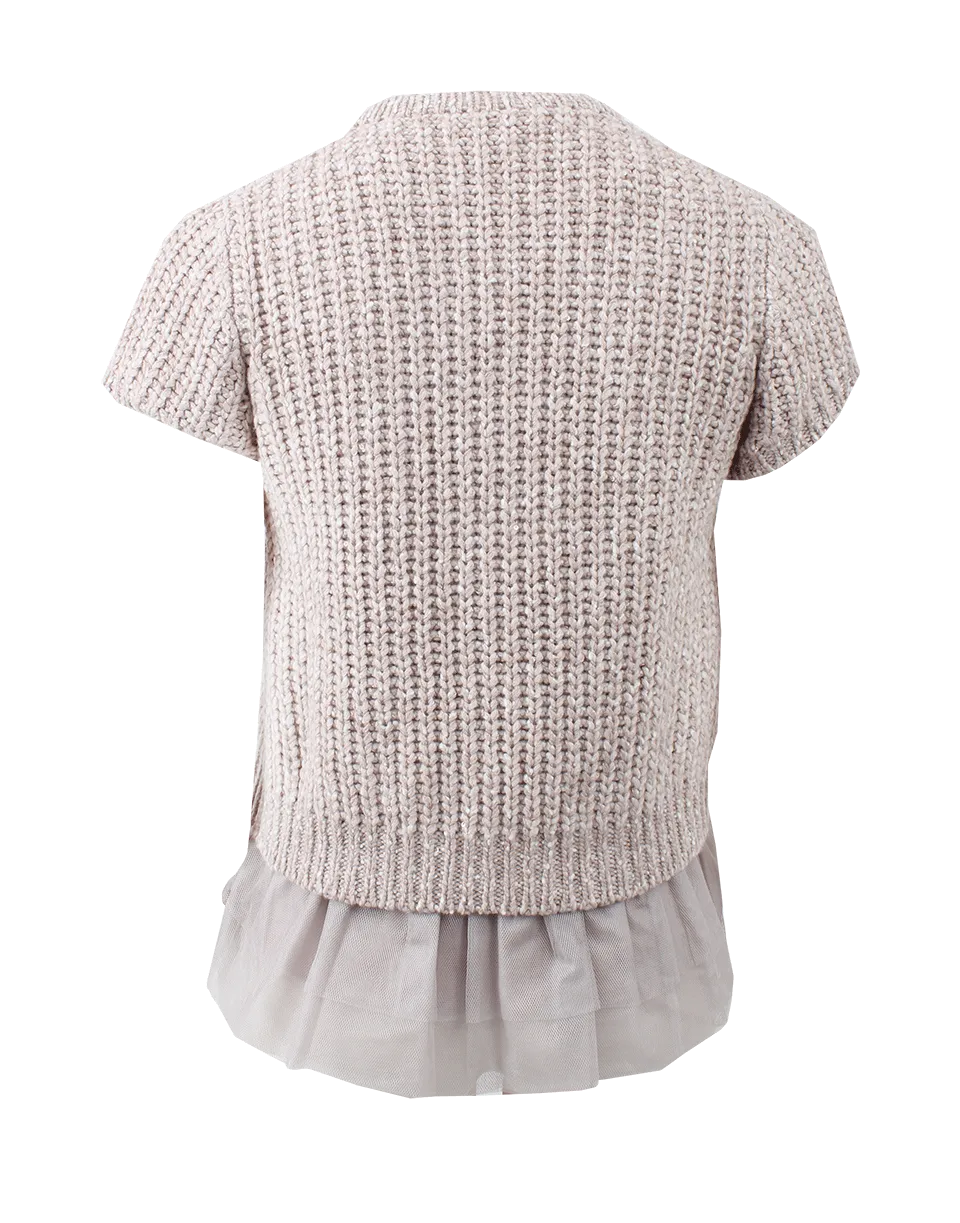 Cashmere Paillette Pullover With Ruffle