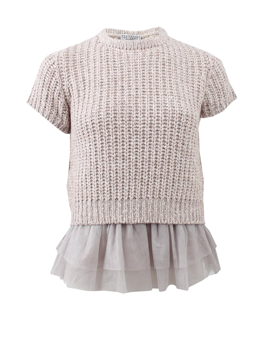 Cashmere Paillette Pullover With Ruffle