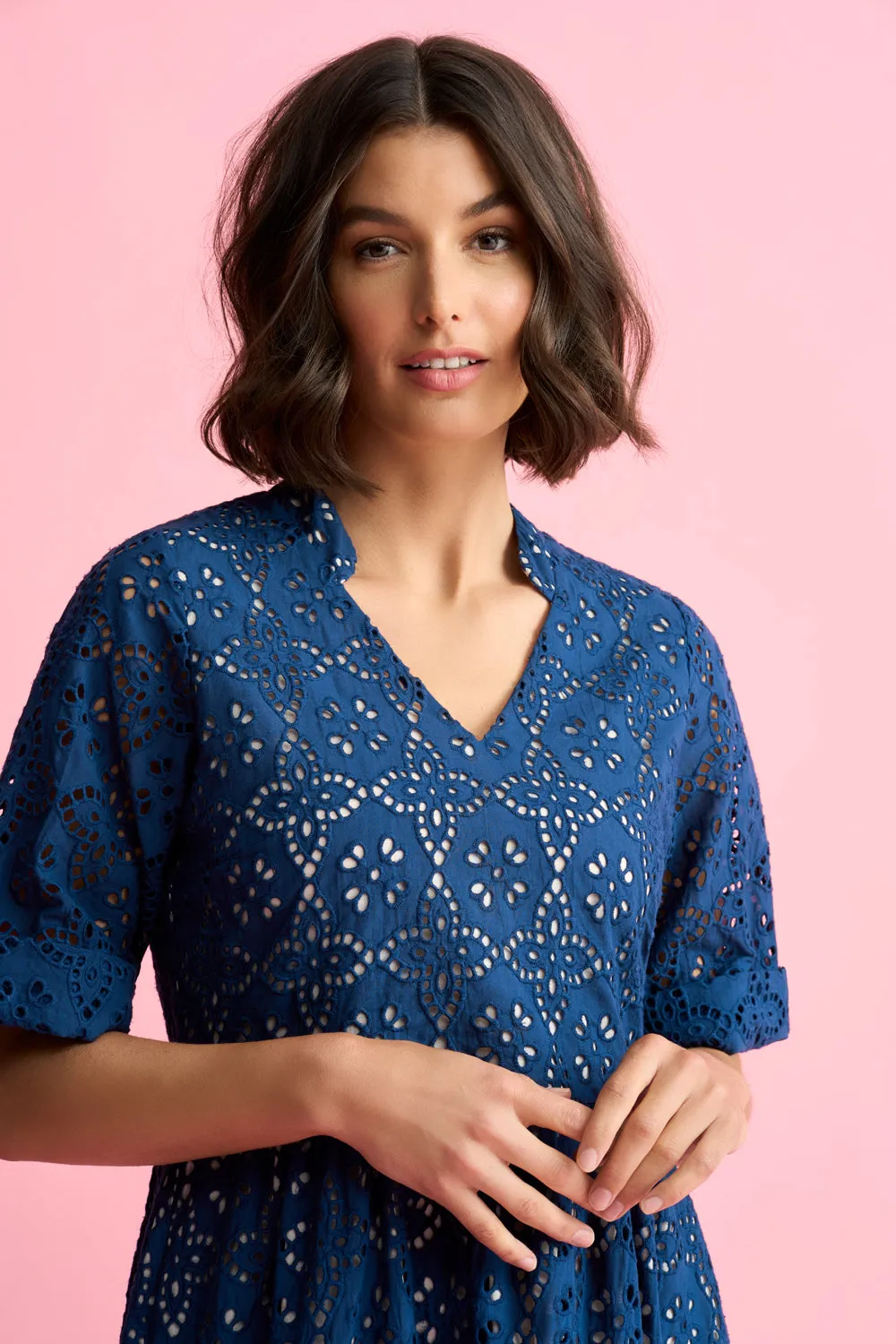 Cotton Broderie Shift Dress