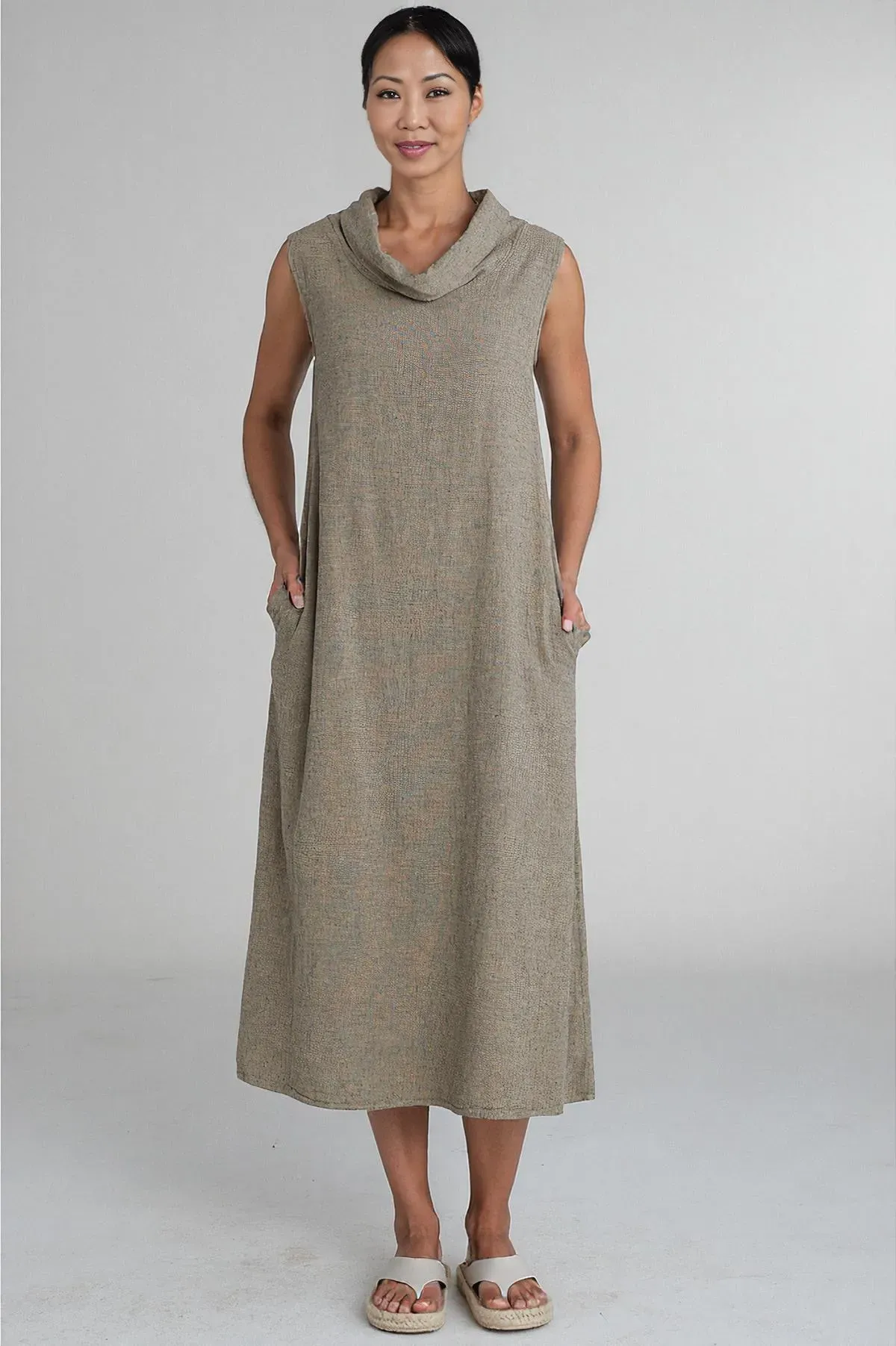 Cut Loose Crosshatch Cowl Neck Maxi Dress Spring 2025- Special Order