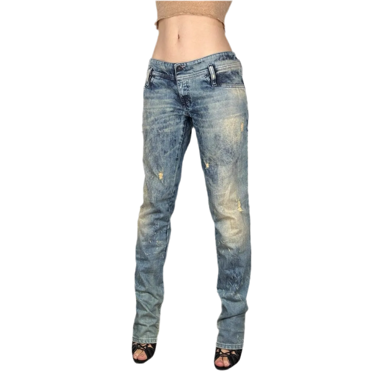 Diesel Distressed Low Rise Jeans (L)