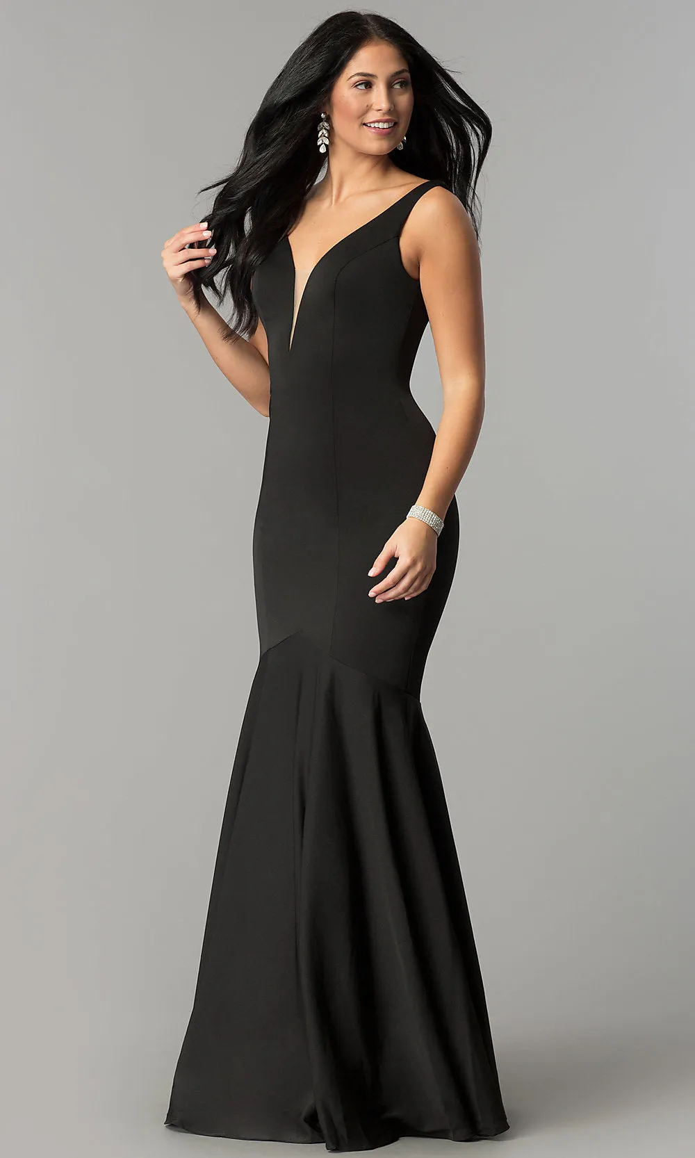 Drop-Waist Long Satin Mermaid Formal Prom Dress