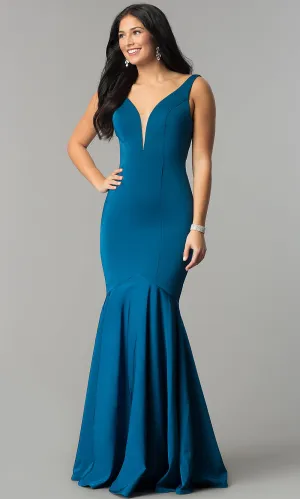 Drop-Waist Long Satin Mermaid Formal Prom Dress