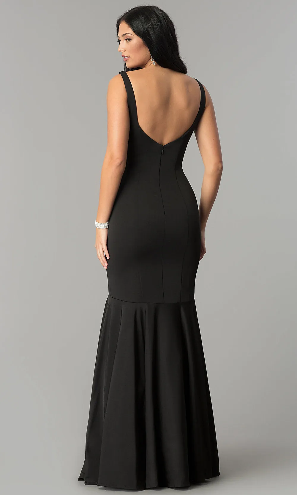 Drop-Waist Long Satin Mermaid Formal Prom Dress