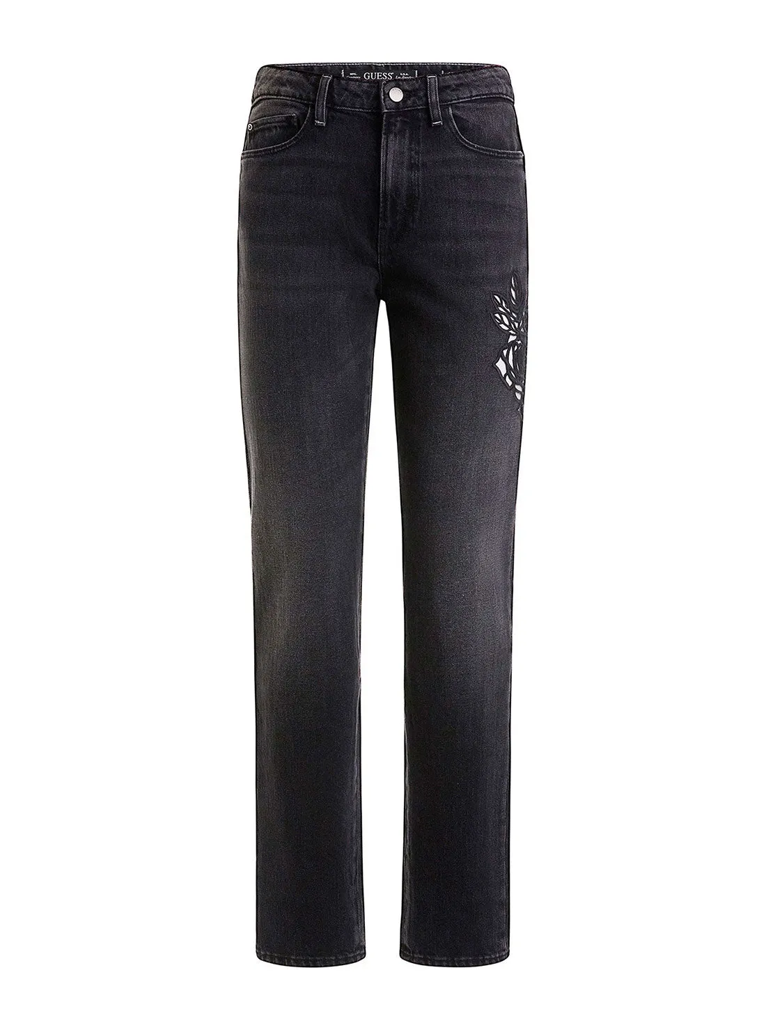 Eco High-Rise Straight Leg Girly Denim Jeans In Authentic Flower Wash