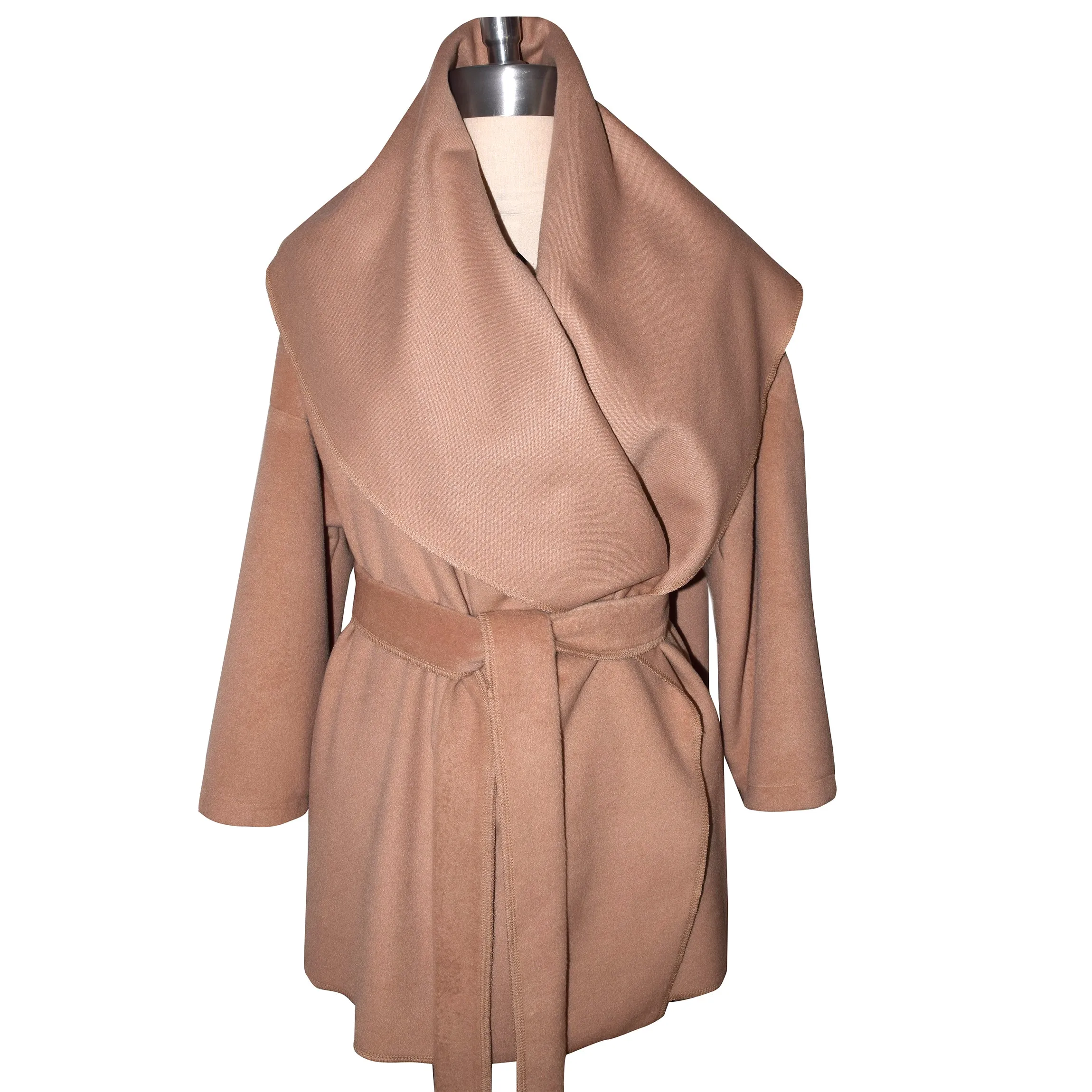 Elegant Cashmere Wool Blend Wrap Coat