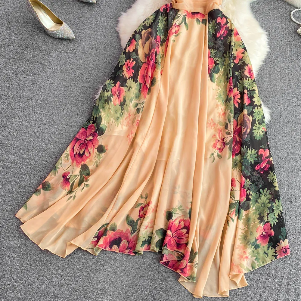 Elegant V-neck Floral Printed Dress