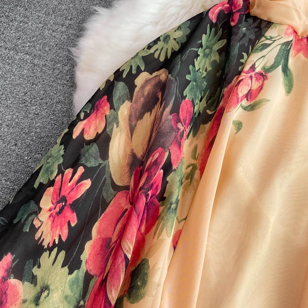 Elegant V-neck Floral Printed Dress