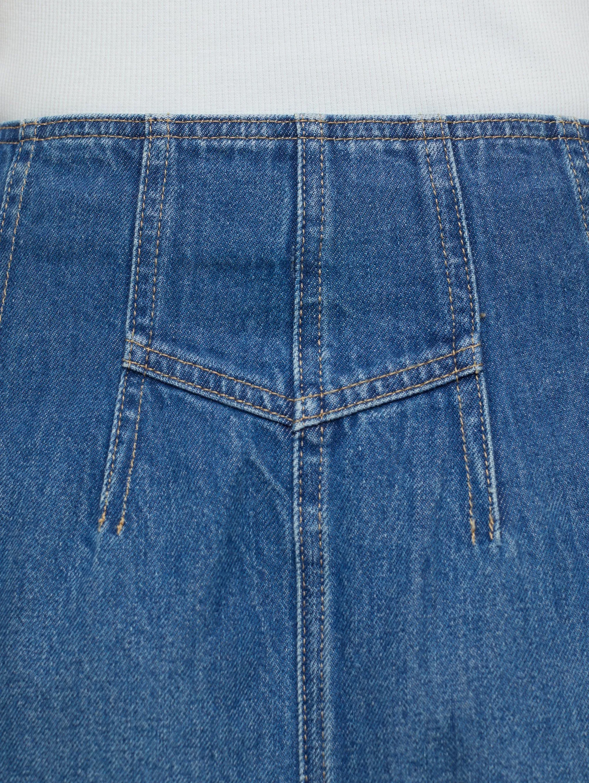 Gonna in Denim a Tubino Blu Medio