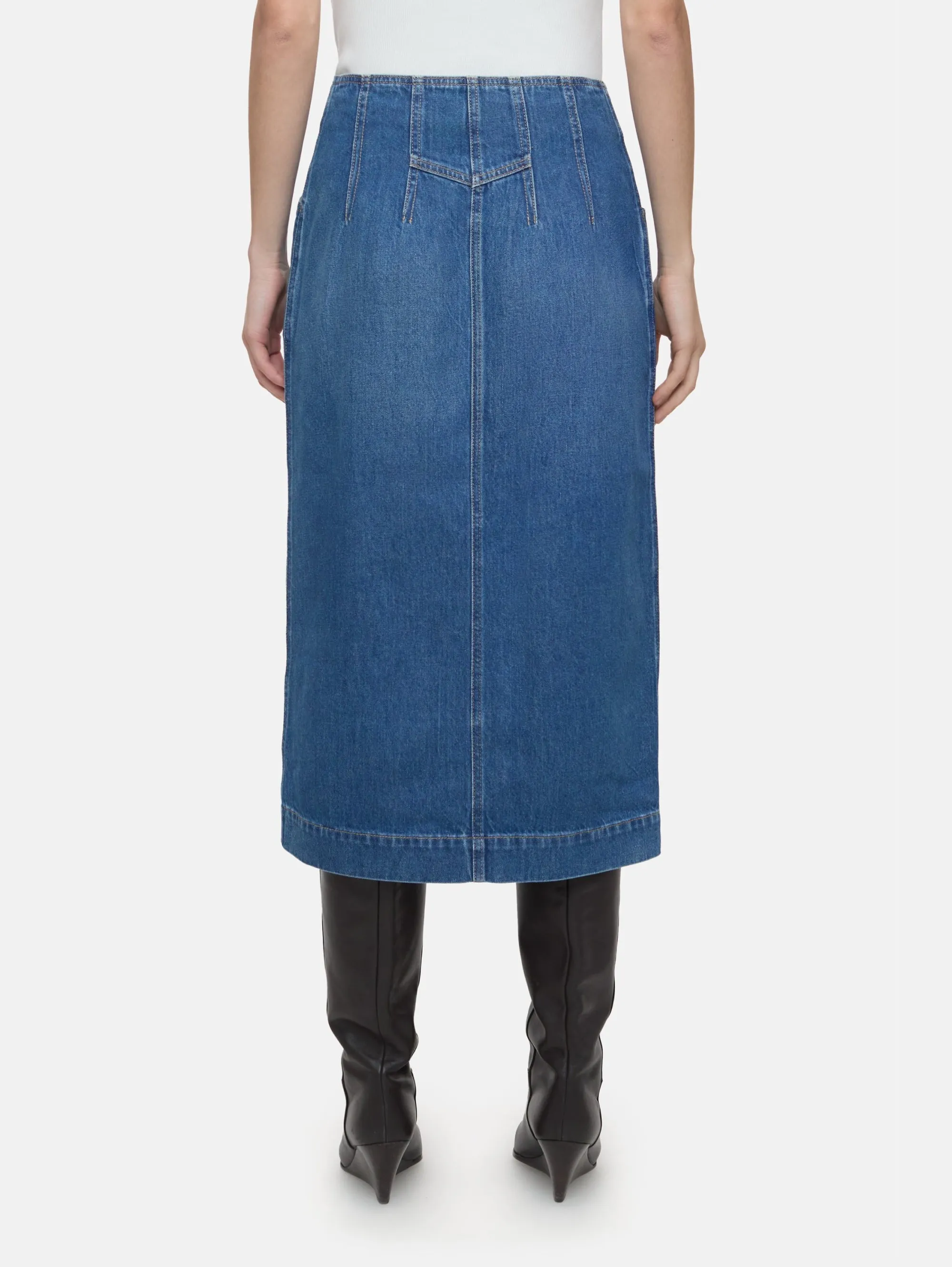 Gonna in Denim a Tubino Blu Medio