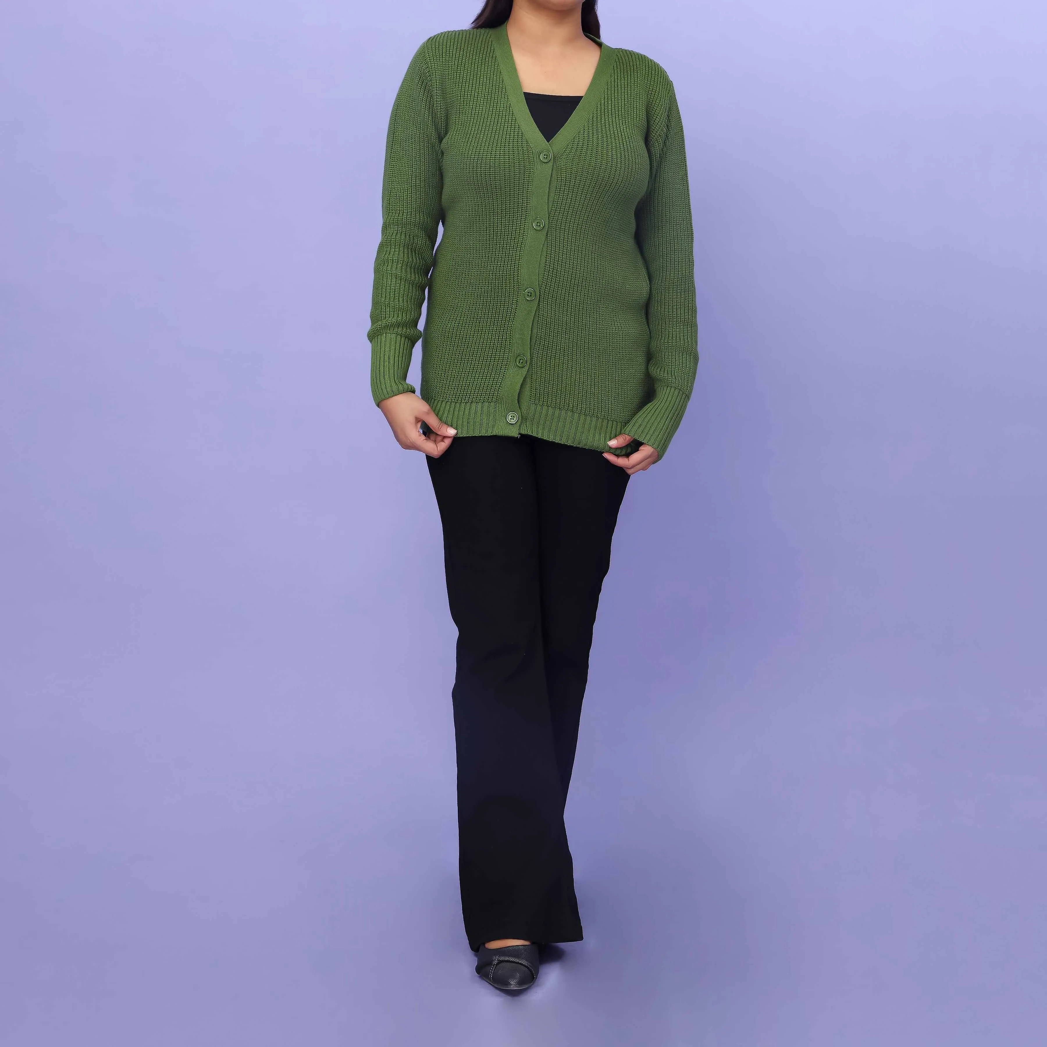 Green Cotton Winter Sweater PW4821