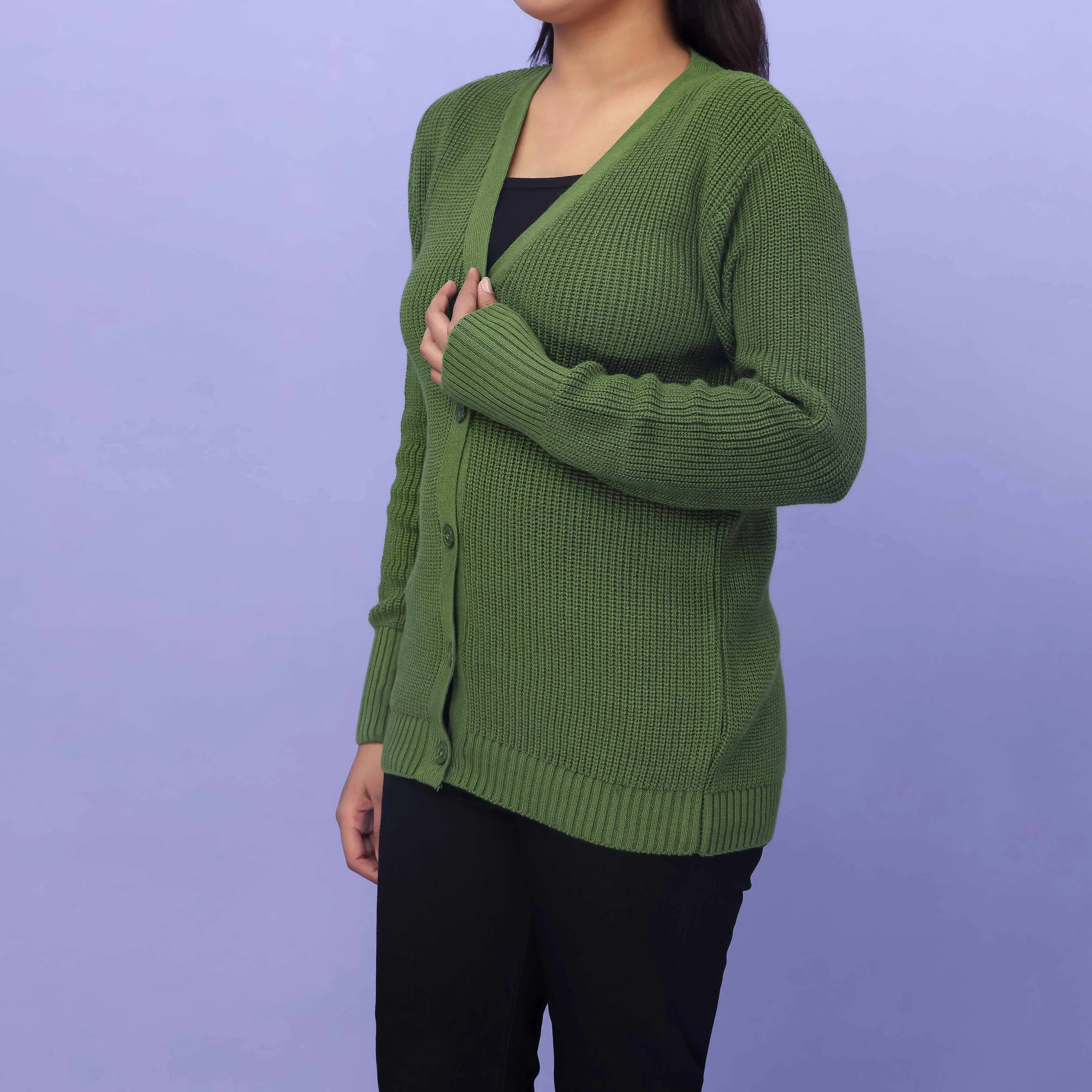 Green Cotton Winter Sweater PW4821