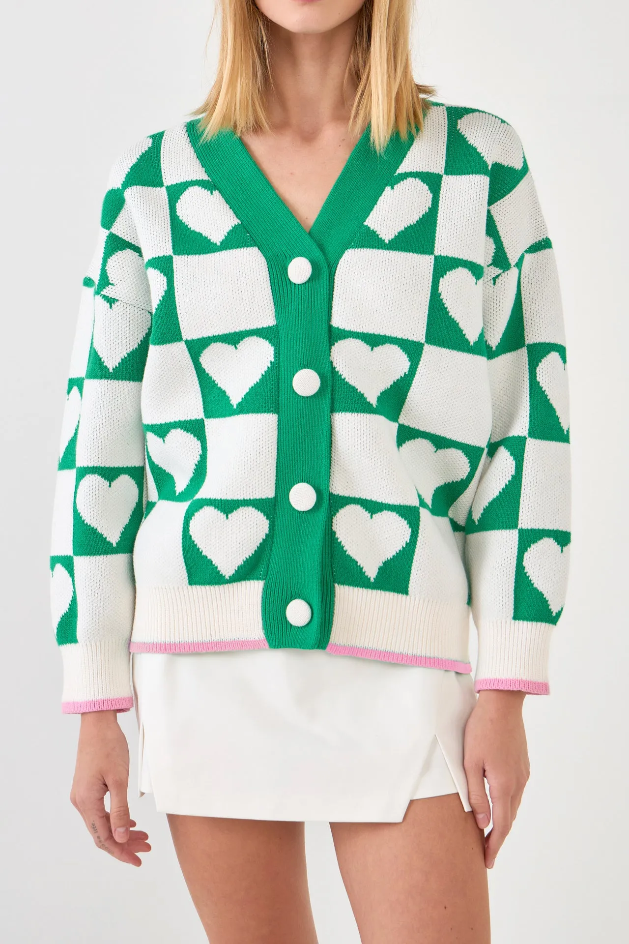 Heart Knit Jacquard  Cardigan