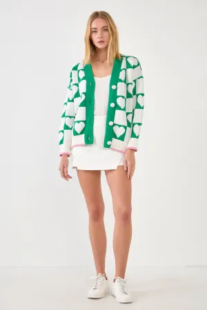 Heart Knit Jacquard  Cardigan