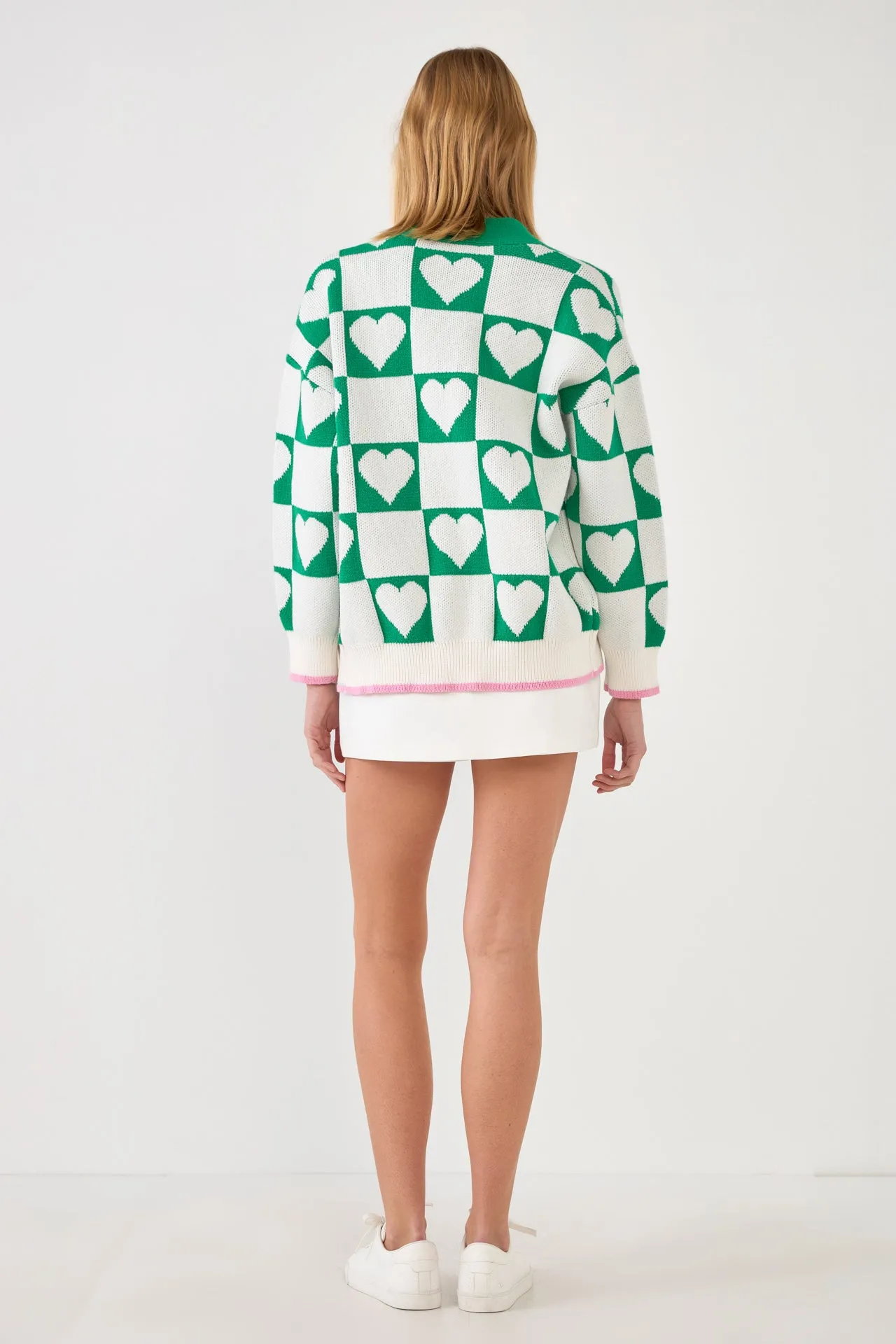 Heart Knit Jacquard  Cardigan