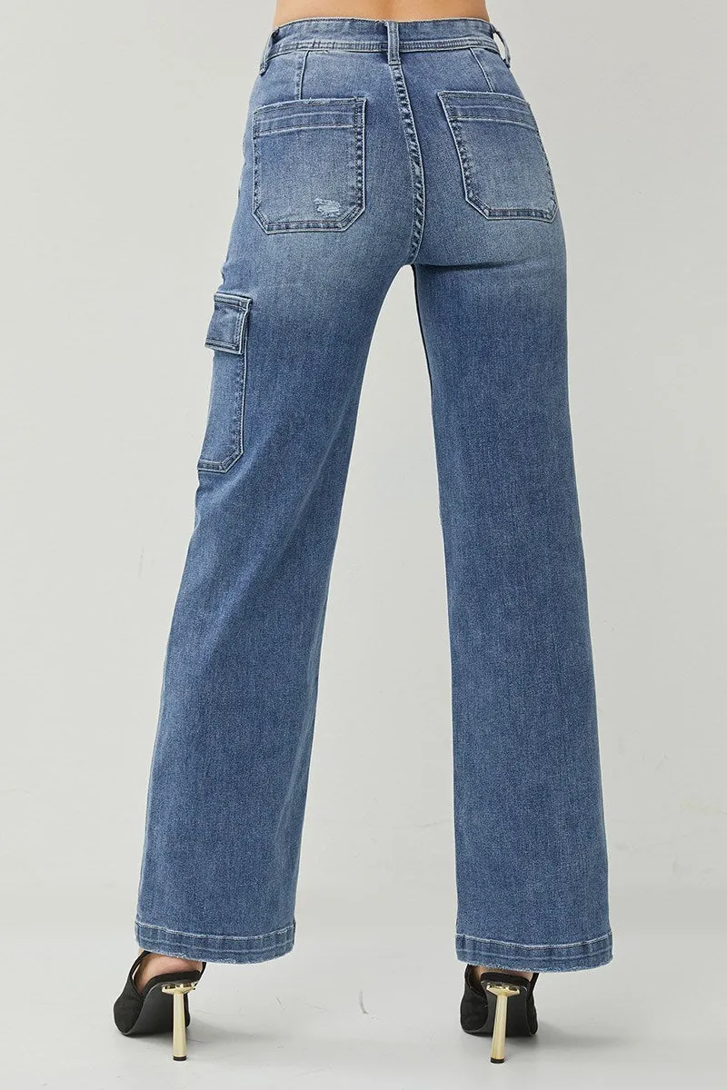 High Rise Cargo Pocket Wide Pants