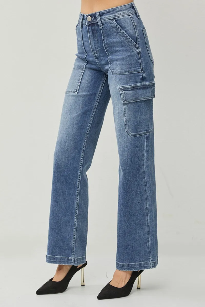 High Rise Cargo Pocket Wide Pants