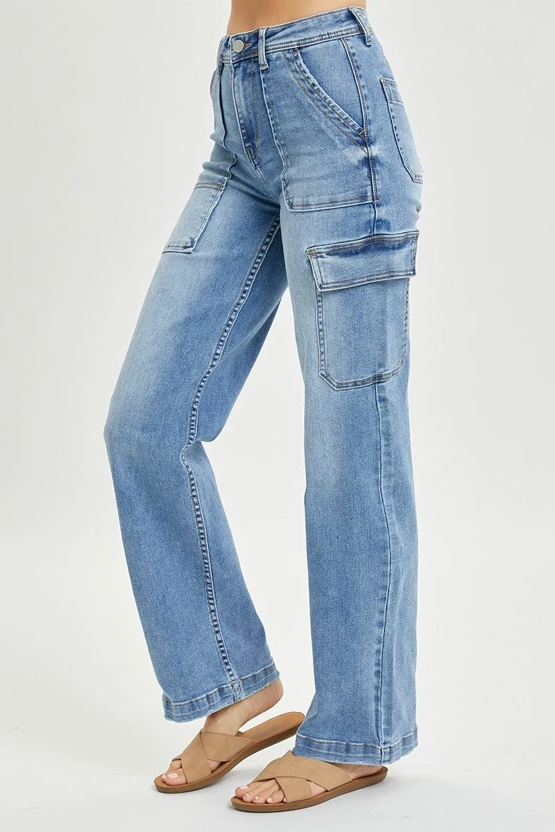 High Rise Cargo Pocket Wide Pants