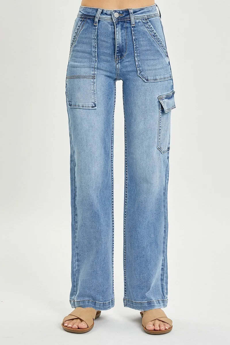 High Rise Cargo Pocket Wide Pants