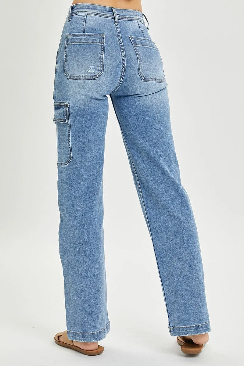 High Rise Cargo Pocket Wide Pants