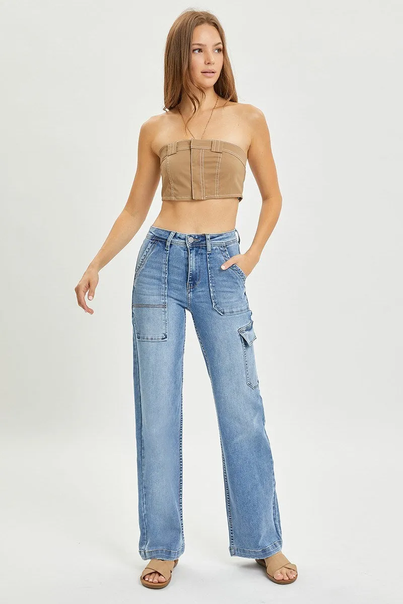 High Rise Cargo Pocket Wide Pants