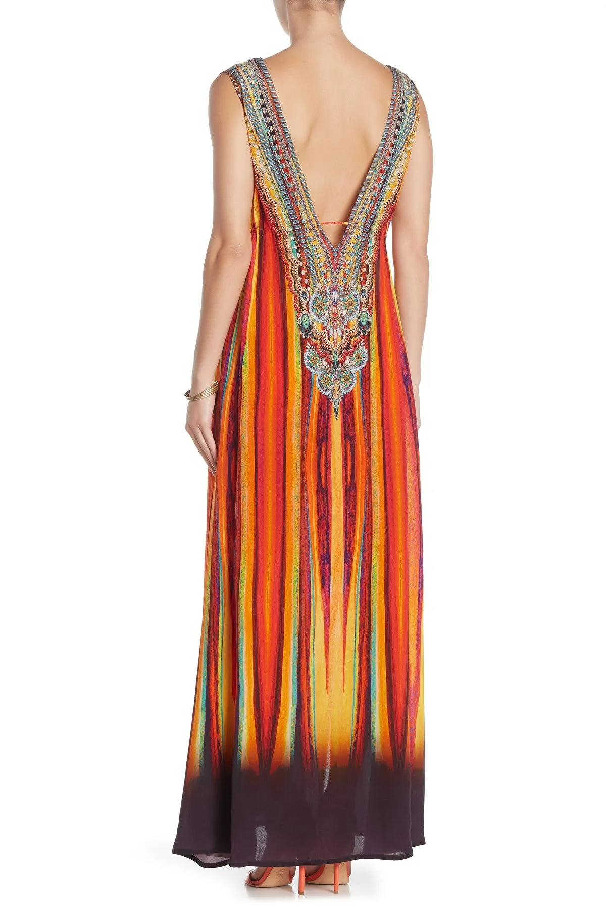 High Slit Plunge Neck Cocktail Dress