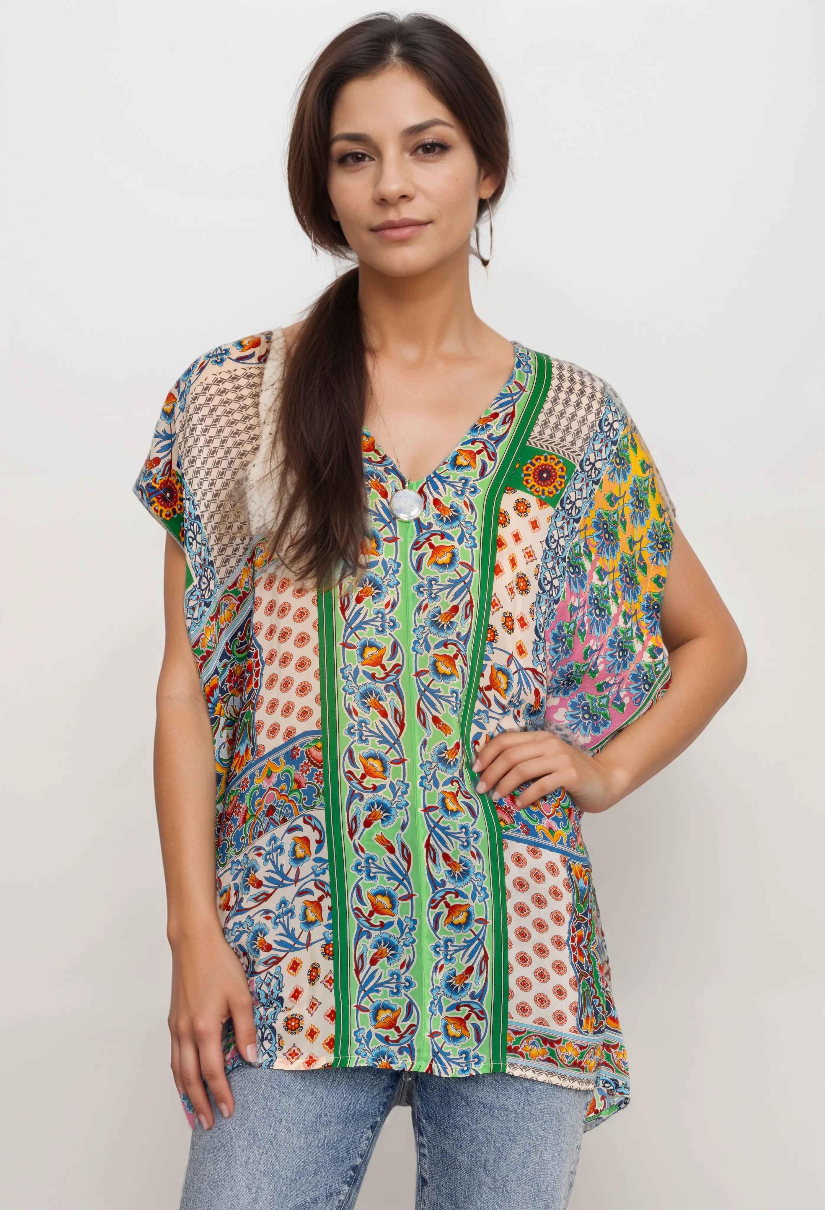 Johnny Was Diskana Alexandra Pullover Blouse C11724A Boho Chic