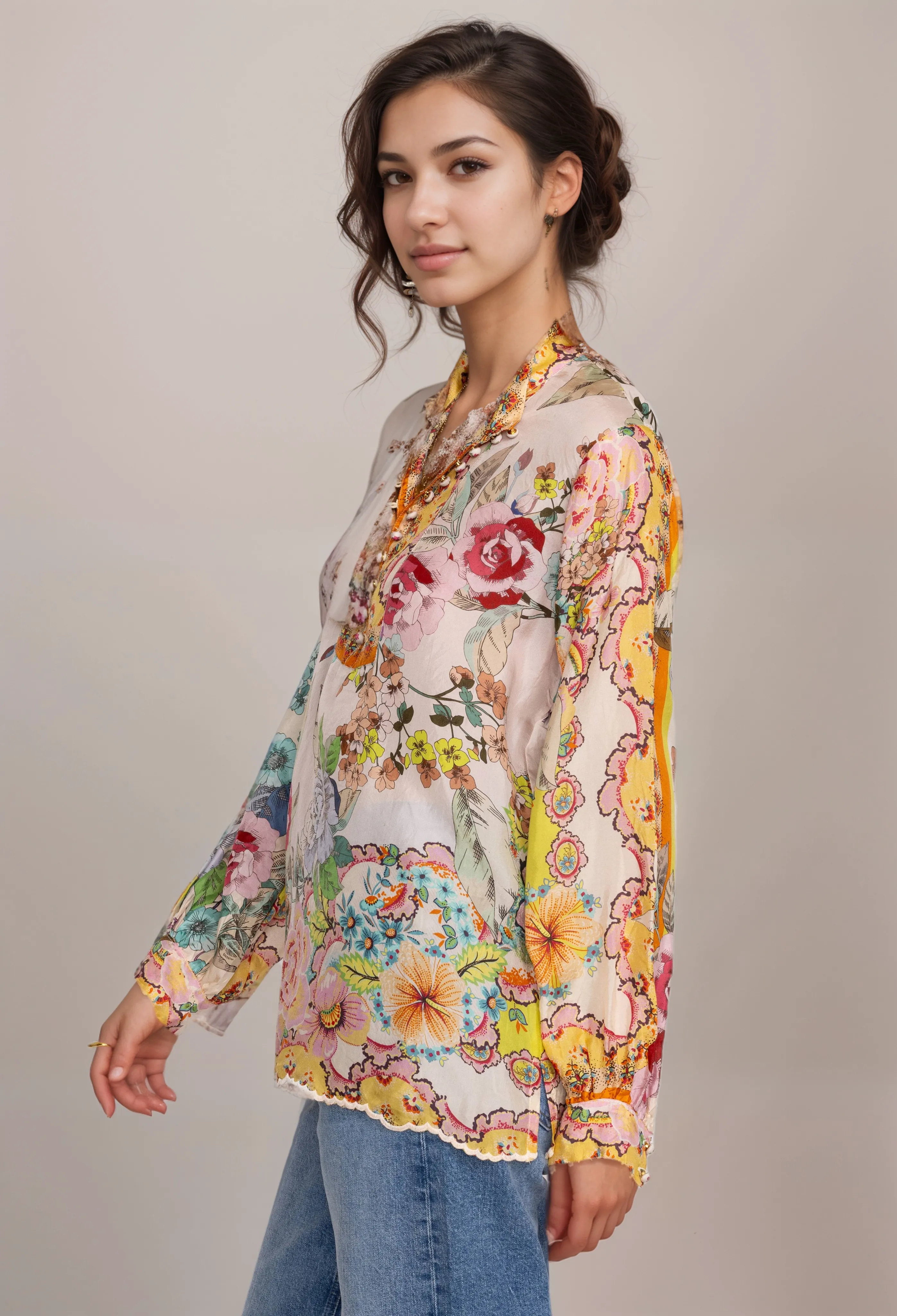 Johnny Was Rossy Abby Floral Blouse C12624 Boho Chic