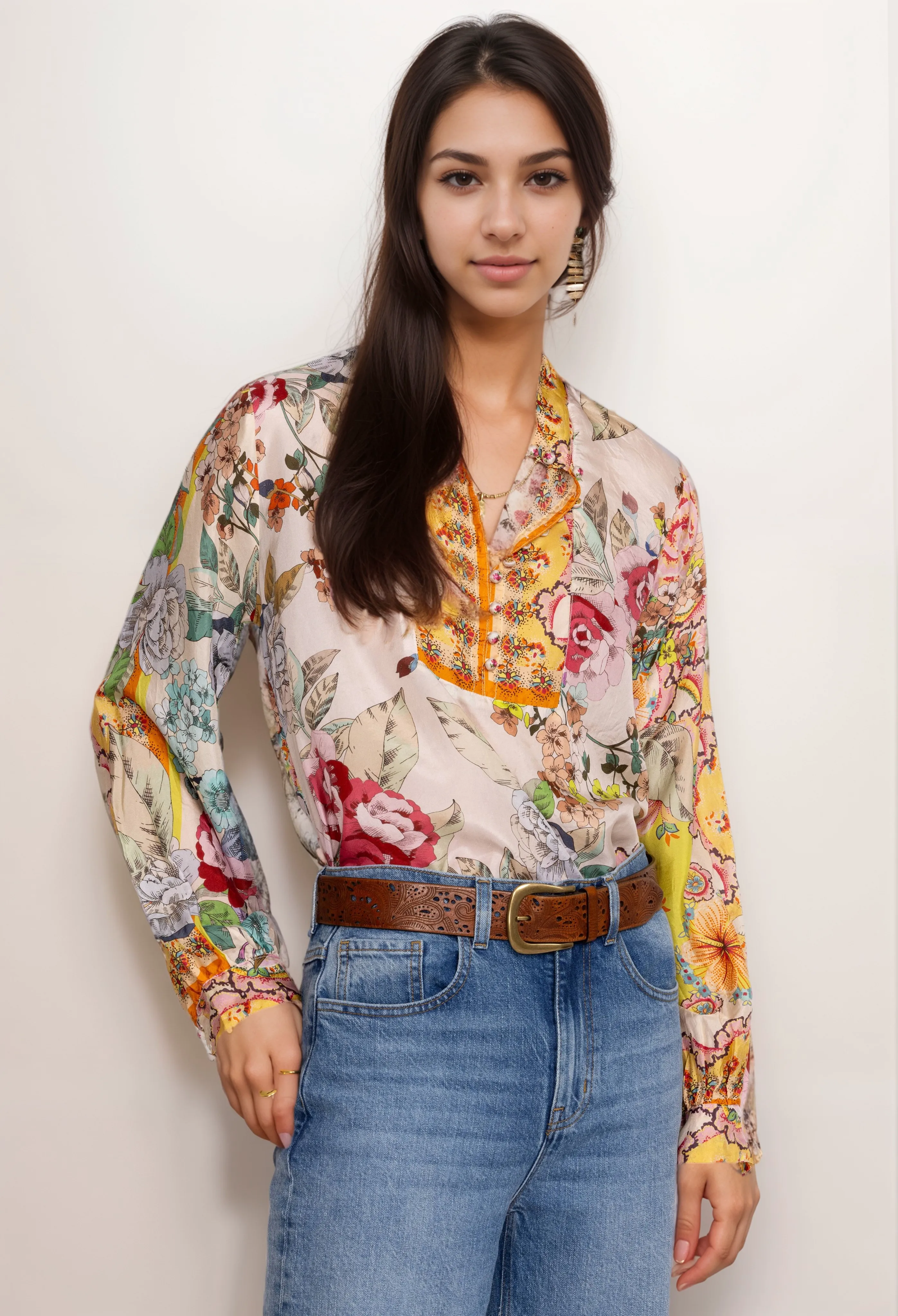 Johnny Was Rossy Abby Floral Blouse C12624 Boho Chic
