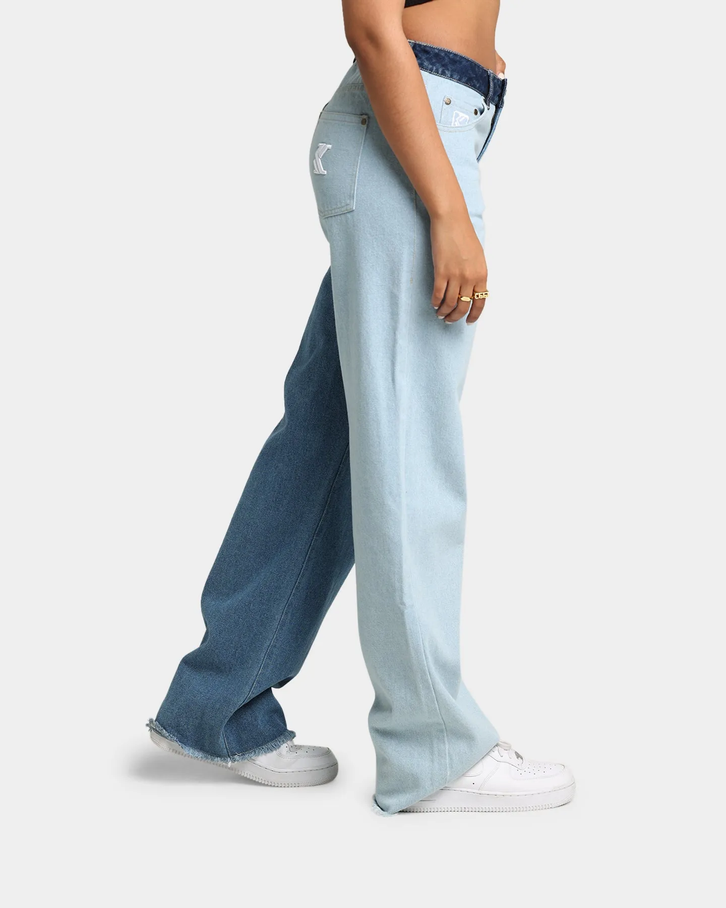 Karl Kani Women's OG Block Denim Wide Leg Pants Blue