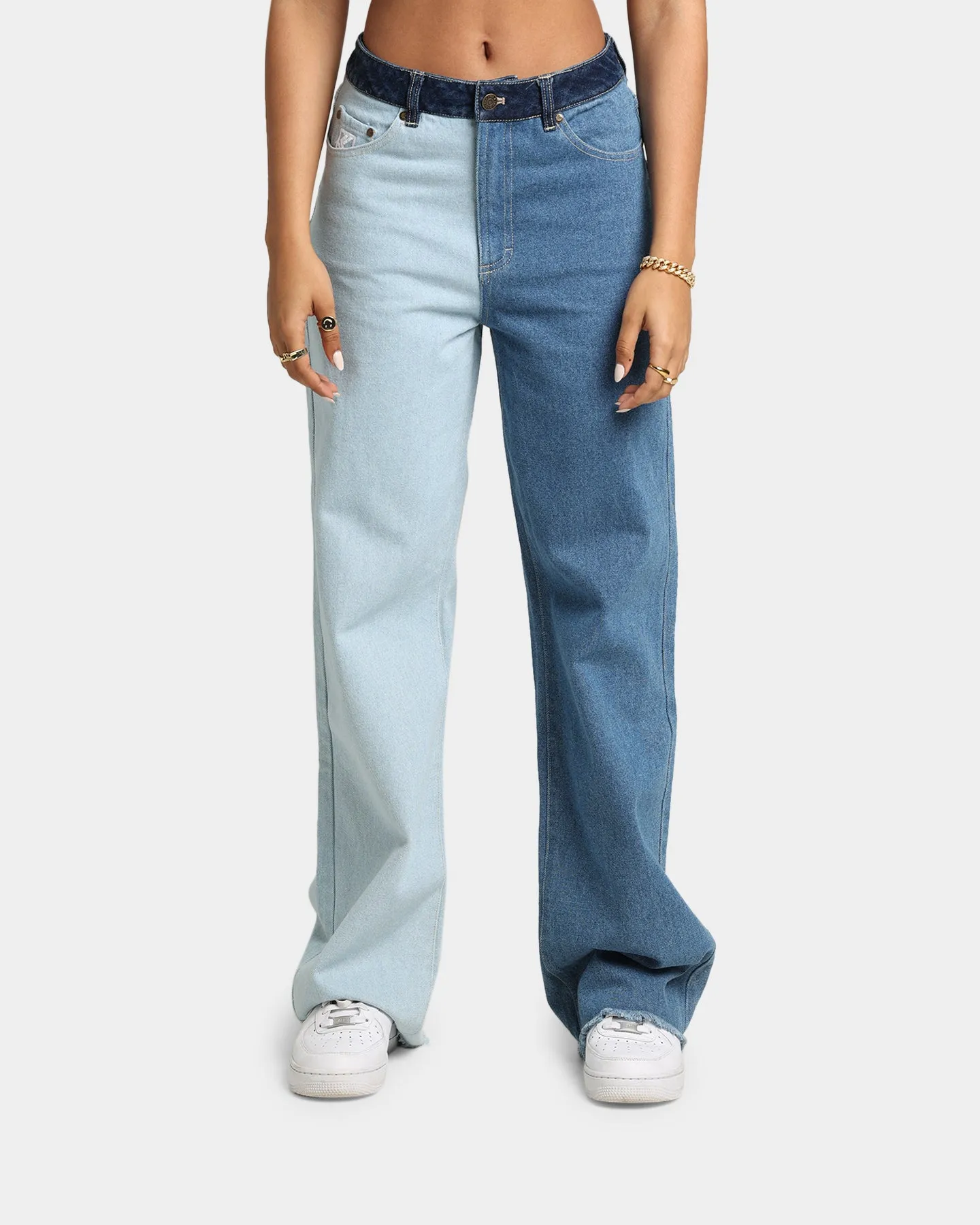 Karl Kani Women's OG Block Denim Wide Leg Pants Blue