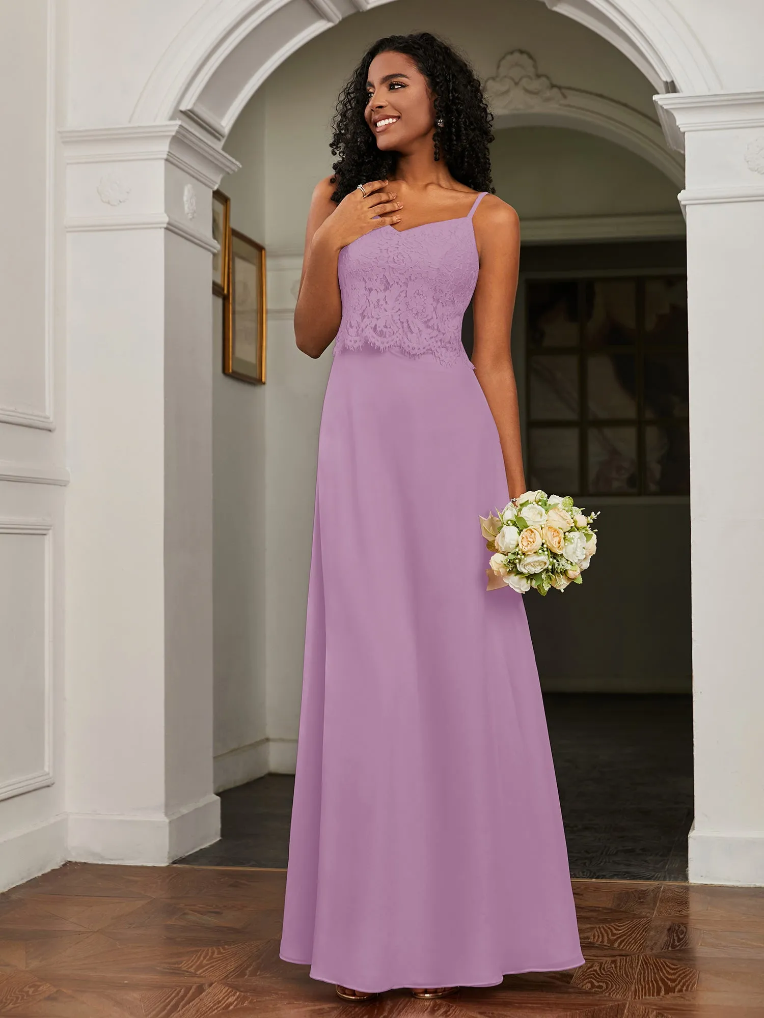 Lace Appliqued  Backless Chiffon A-Line Dress Wisteria Plus Size
