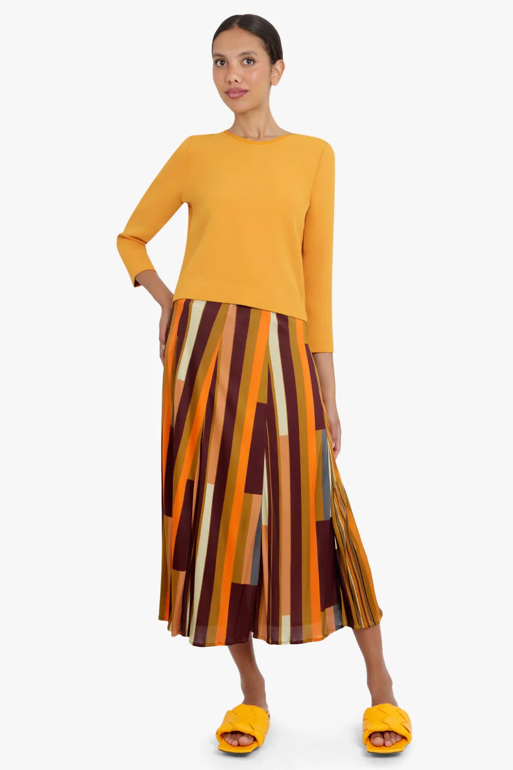 LATEICIA STRIPED SKIRT BROWN