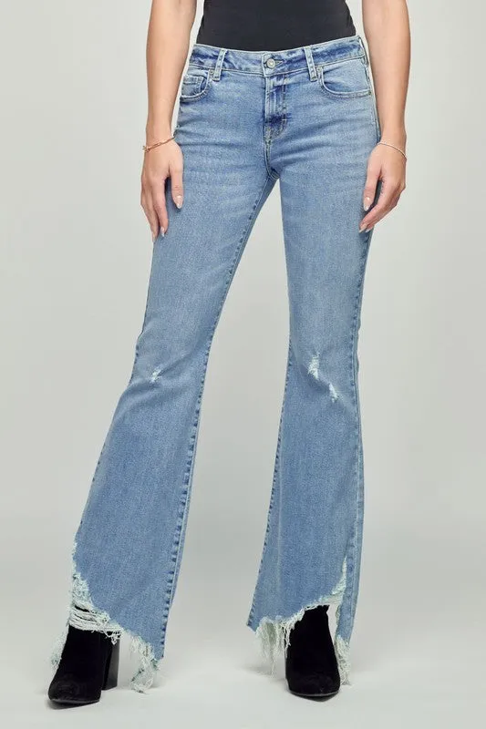 Light Wash Low Rise Flared Jeans