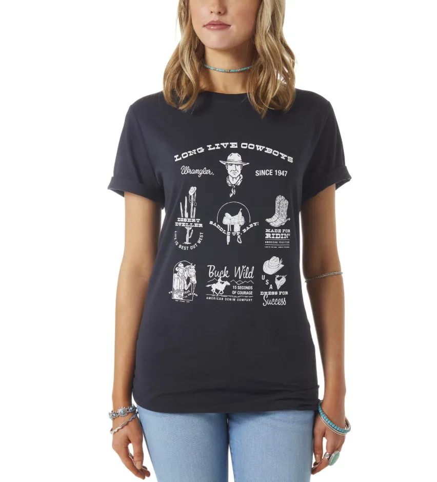 LWK596X - Wrangler Women's Retro Graphic Tee - Black