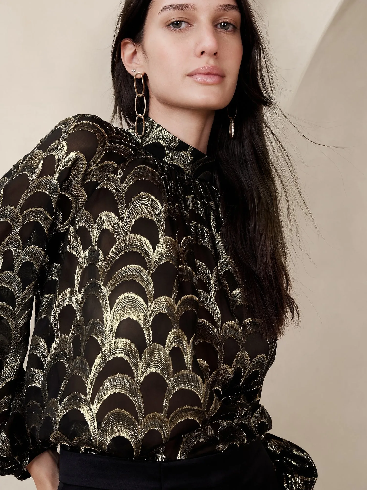 Mali Metallic Silk Jacquard Top